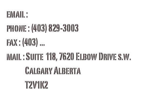 email : info@pro-solutions.ca
phone : (403) 829-3003
fax : (403) ...
mail : Suite  118, 7620 Elbow Drive s.w. 
             Calgary Alberta
             T2V1K2